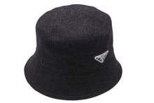Load image into Gallery viewer, 極美品 PRADA プラダ バケットハット ウール ロゴ 14038 2HC137 1UMT ダークグレー トライアングルロゴ サイズM 中古 58665