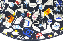 画像をギャラリービューアに読み込む, CHANEL シャネル ハット 帽子 アニマル柄 ココマーク ブラック マルチカラー コットン サイズ57 中古 58755