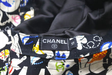 画像をギャラリービューアに読み込む, CHANEL シャネル ハット 帽子 アニマル柄 ココマーク ブラック マルチカラー コットン サイズ57 中古 58755