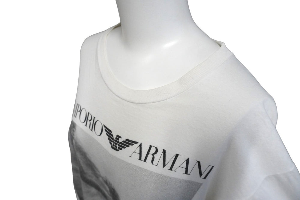 Emporio Armani エンポリオ アルマーニ 90s フォト 半袖Ｔシャツ ホワイト ロゴ ブブルース ウェーバー サイズL 良品 中古 58764