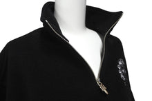 画像をギャラリービューアに読み込む, CHROME HEARTS クロムハーツ ダガーハーフジップ フリース ジャケット スウェット Y NOT ブラック サイズM 美品 中古 58806