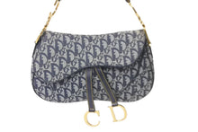 画像をギャラリービューアに読み込む, Christian Dior クリスチャンディオール ダブルサドルバック ワンショルダー トロッター ネイビー RU1012 美品 中古 58849