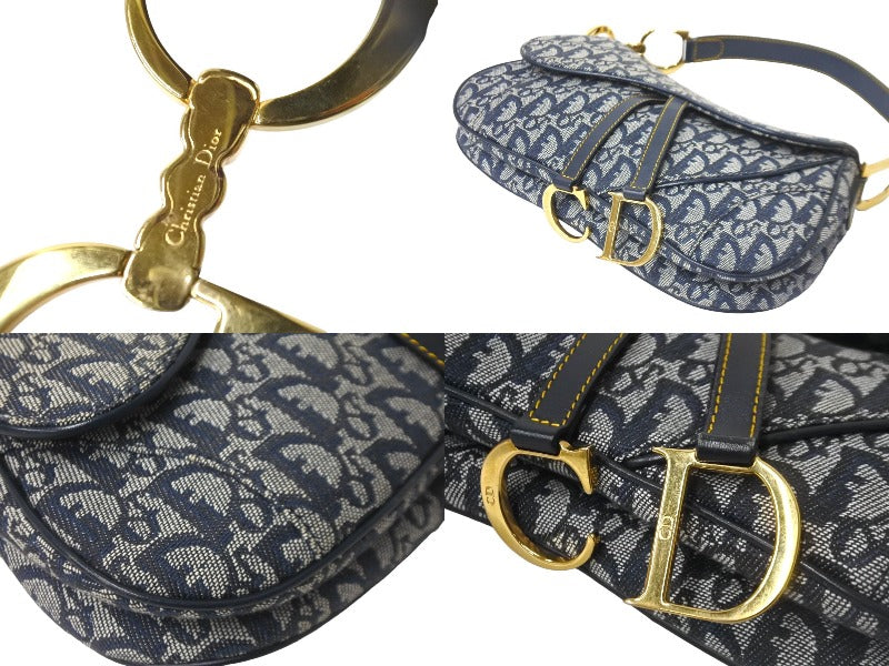 Christian Dior クリスチャンディオール ダブルサドルバック ワンショルダー トロッター ネイビー RU1012 美品 中古 58849  – Casanova Vintage