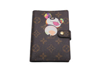 画像をギャラリービューアに読み込む, 極美品 LOUIS VUITTON ルイヴィトン 手帳カバー アジェンダ PM モノグラムパンダ 村上隆 R20011 ブラウン 中古 58897