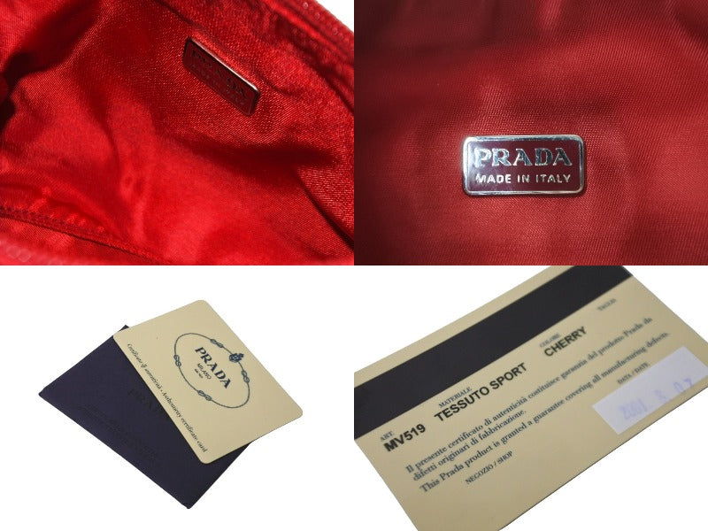 PRADA プラダ ハンドバッグ ワンショルダー ホーボー MV515 三角ロゴ レッド シルバー金具 美品 中古 58930 – Casanova  Vintage