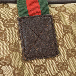 GUCCI GGキャンバス Boston Bag ボストンバッグ シェリーライン 153240 GGキャンバス ブラウン ベージュ 美品 中古 4a005894