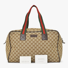 画像をギャラリービューアに読み込む, GUCCI GGキャンバス Boston Bag ボストンバッグ シェリーライン 153240 GGキャンバス ブラウン ベージュ 美品 中古 4a005894