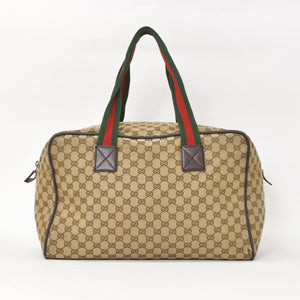 GUCCI GGキャンバス Boston Bag ボストンバッグ シェリーライン 153240 GGキャンバス ブラウン ベージュ 美品 中古 4a005894