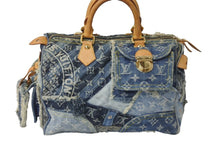 画像をギャラリービューアに読み込む, LOUIS VUITTON ルイヴィトン モノグラムデニム パッチワーク スピーディ30 ハンドバッグ ブルー M95380 美品 中古 58969