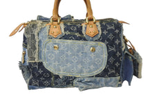 画像をギャラリービューアに読み込む, LOUIS VUITTON ルイヴィトン モノグラムデニム パッチワーク スピーディ30 ハンドバッグ ブルー M95380 美品 中古 58969