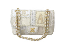 画像をギャラリービューアに読み込む, CHANEL シャネル ショルダーバッグ Wチェーン ショルダーバッグ パッチワーク ココマーク ホワイト ゴールド金具 美品 中古 58974