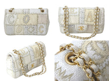画像をギャラリービューアに読み込む, CHANEL シャネル ショルダーバッグ Wチェーン ショルダーバッグ パッチワーク ココマーク ホワイト ゴールド金具 美品 中古 58974
