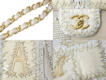 画像をギャラリービューアに読み込む, CHANEL シャネル ショルダーバッグ Wチェーン ショルダーバッグ パッチワーク ココマーク ホワイト ゴールド金具 美品 中古 58974