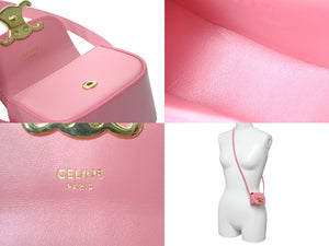 Very Good Condition CELINE Shoulder Bag Mini Claude Pink Shiny Calfskin 10I513DPV Gold Hardware Used 58976