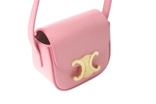 画像をギャラリービューアに読み込む, 極美品 CELINE セリーヌ ショルダーバッグ ミニ クロード ピンク シャイニーカーフスキン 10I513DPV ゴールド金具 中古 4c058451