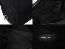 Load image into Gallery viewer, DOLCE&amp;GABBANA ドルチェアンドガッバーナ ポーチ ロゴタグ トラベルポーチ ブラック ナイロン シルバー金具 美品 中古 59045