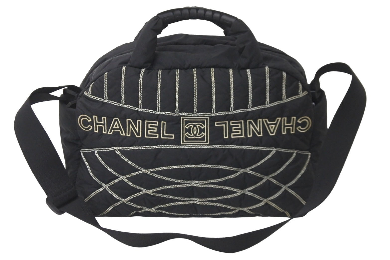 CHANEL シャネル スポーツライン ボストンバッグ 10番台 ナイロン ブラック ブラック シルバー 良品 中古 59066 – Casanova  Vintage