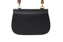 画像をギャラリービューアに読み込む, GUCCI グッチ バンブー 2WAY ショルダーバッグ ブラック レザー ハンドバッグ 鞄 カバン 斜め掛け 黒 ウッド 良品 中古 59073