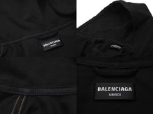 Load image into Gallery viewer, BALENCIAGA バレンシアガ フーディー パーカー ドッキング デニムジャケット ブラック コットン サイズ44 657606 美品 中古 59083