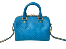 画像をギャラリービューアに読み込む, 極美品 LOUIS VUITTON ルイヴィトン ショルダーバッグ スピーディ バンドリエール20 ナノグラム M22596 ブルー ゴールド 中古 59108
