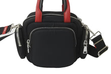 Load image into Gallery viewer, 極美品 PRADA プラダ 2WAYハンドバッグ 1BB061 三角ロゴプレート ナイロン レザー ブラック レッド シルバー金具 中古 59123