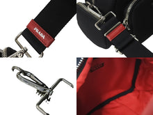 Load image into Gallery viewer, 極美品 PRADA プラダ 2WAYハンドバッグ 1BB061 三角ロゴプレート ナイロン レザー ブラック レッド シルバー金具 中古 59123