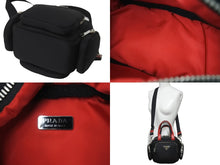 Load image into Gallery viewer, 極美品 PRADA プラダ 2WAYハンドバッグ 1BB061 三角ロゴプレート ナイロン レザー ブラック レッド シルバー金具 中古 59123