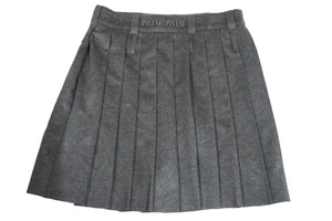 New and unused MIUMIU pleated skirt MG1856113K double belt loop wool gray size 42 used 59198