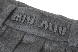 New and unused MIUMIU pleated skirt MG1856113K double belt loop wool gray size 42 used 59198
