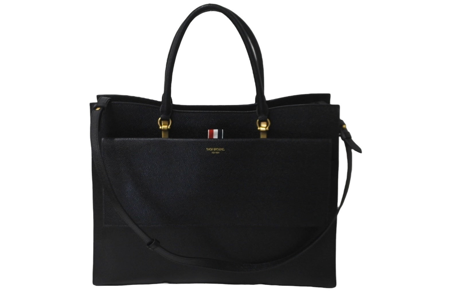 THOM BROWNE トムブラウン ラージデュエット トート ブラック カーフ