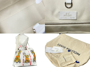 Very Good Condition LOUIS VUITTON Tote Bag Trolley Tote NIGO Collaboration Tiger White M59366 Silver Hardware Used 59250