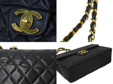 画像をギャラリービューアに読み込む, CHANEL シャネル ショルダーバッグ デカマトラッセ ダブルチェーンブラック 3番台 ラムスキン ゴールド金具 美品 中古 59258