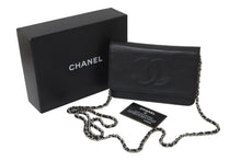 画像をギャラリービューアに読み込む, 極美品 CHANEL シャネル チェーン ウォレット ショルダーバッグ 17番台 キャビアスキン ブラック シルバー金具 中古 59305