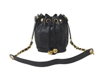 Load image into Gallery viewer, CHANEL シャネル 巾着 チェーン ショルダーバッグ ブラック ココマーク 2番台 ココボール レザー ゴールド金具 中古 59316