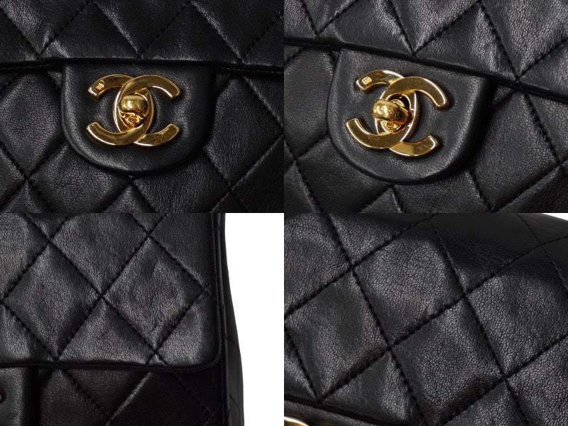 CHANELシャネルラムスキンショルダーバッグ 黒 ブラック ヴィンテージ CHANEL（シャネル） マトラッセ チェーンショルダーバッグ ラムスキン