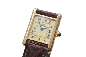 Cartier カルティエ マストタンク ヴェルメイユ SM 腕時計 尾錠 クォーツ シルバー925 ゴールド加工 中古 59387