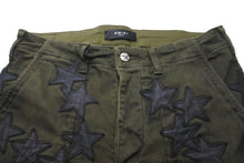 画像をギャラリービューアに読み込む, AMIRI アミリ カーゴ パンツ スターパッチ フェード加工 30 コットン ポリエステル ポリウレタン 牛革 美品 中古 59402