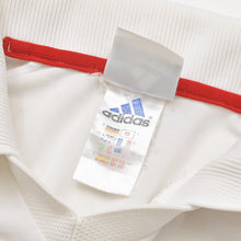 Load the image into the gallery viewer. ADIDAS アディダス サッカー日本代表レプリカユニフォーム 1999-2000シーズン 風モデル 翼モデル ホワイト 黄金世代 日の丸 Lサイズ 美品 中古 4a005954