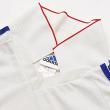 Load the image into the gallery viewer. ADIDAS アディダス サッカー日本代表レプリカユニフォーム 1999-2000シーズン 風モデル 翼モデル ホワイト 黄金世代 日の丸 Lサイズ 美品 中古 4a005954