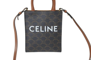 CELINE セリーヌ ショルダーバッグ ミニ バーティカル トリオンフ キャンバス 194372BZK.04LU ロゴプリント 美品 中古 59542