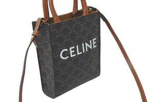 CELINE セリーヌ ショルダーバッグ ミニ バーティカル トリオンフ キャンバス 194372BZK.04LU ロゴプリント 美品 中古 59542