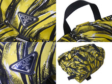 Load image into Gallery viewer, 極美品 PRADA プラダ リュック デイパック ヴェラ バナナ柄 イエロー ナイロン レザー 1BZ811 中古 59560
