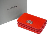 画像をギャラリービューアに読み込む, BALENCIAGA バレンシアガ 三つ折り財布 コンパクトウォレット 601387 0OTXN 6406 BBロゴ レッド 美品 中古 59575