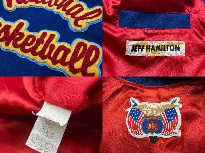 JEFF HAMILTON ジェフハミルトン スタジャン スタジアムジャケット ブルー ウール ワッペン NBA 5XL 良品 中古 59580 –  Casanova Vintage