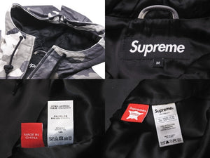 Supreme シュプリーム レザーアノラックジャケット 2019年 羊革 ポリエステル グレー ホワイト サイズM 美品 中古 59582