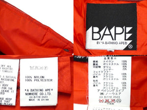 A BATHING APE アベイシングエイプ ダウンジャケット カモ柄 サイズXS レッド ナイロン ファー取り外し可能 良品 中古 59587
