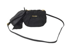 Load image into Gallery viewer, PRADA プラダ ミニ ショルダーバッグ サイドリボン ナイロン ブラック ゴールド金具 ロゴ BT0705 美品 中古 59625