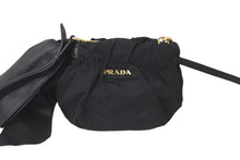 Load image into Gallery viewer, PRADA プラダ ミニ ショルダーバッグ サイドリボン ナイロン ブラック ゴールド金具 ロゴ BT0705 美品 中古 59625