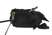 Load image into Gallery viewer, PRADA プラダ ミニ ショルダーバッグ サイドリボン ナイロン ブラック ゴールド金具 ロゴ BT0705 美品 中古 59625
