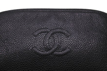 画像をギャラリービューアに読み込む, CHANEL シャネル ポーチ ココマーク タイムレスクラシックライン 48659 14番台 2010年 グレインカーフ ブラック 美品 中古 59690